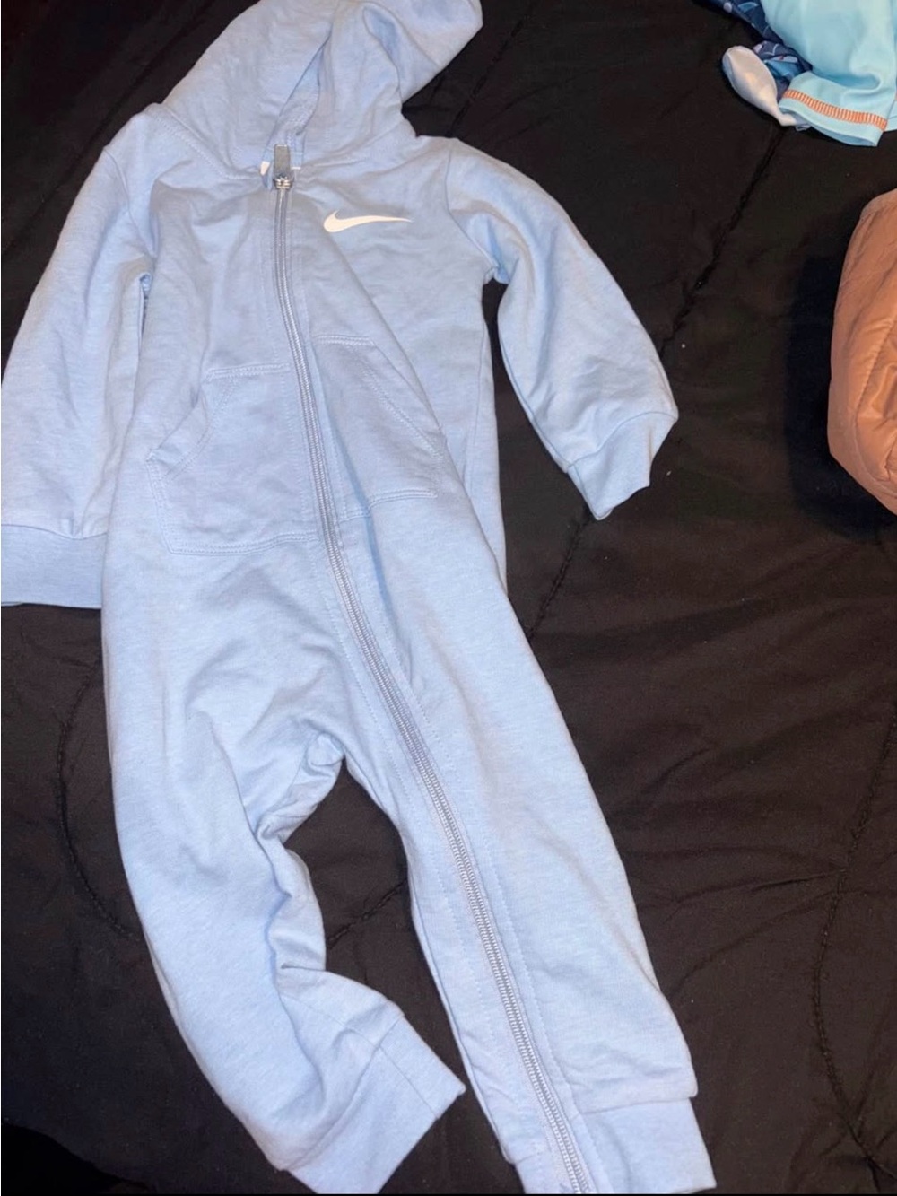 Nike Kids Tan Hooded Zip-Front One-Piece Footie